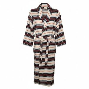 LLBEAN Fleece Bathrobe Shawl Collar Striped Cozy Lounge Sleepwear Size S